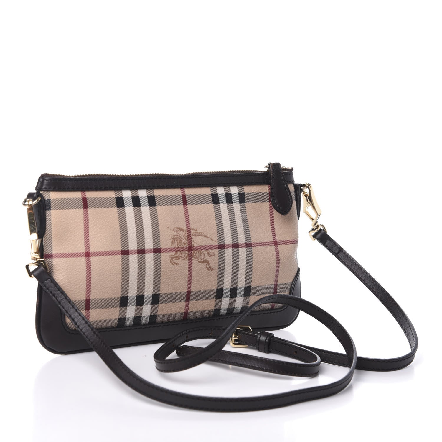 Burberry Haymarket Check Small Peyton Crossbody Clutch Bag Chocolate 2 of 8