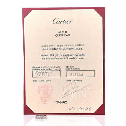Cartier 18K White Gold 3.5mm LOVE Wedding Band Ring 48 4.5 5 of 5