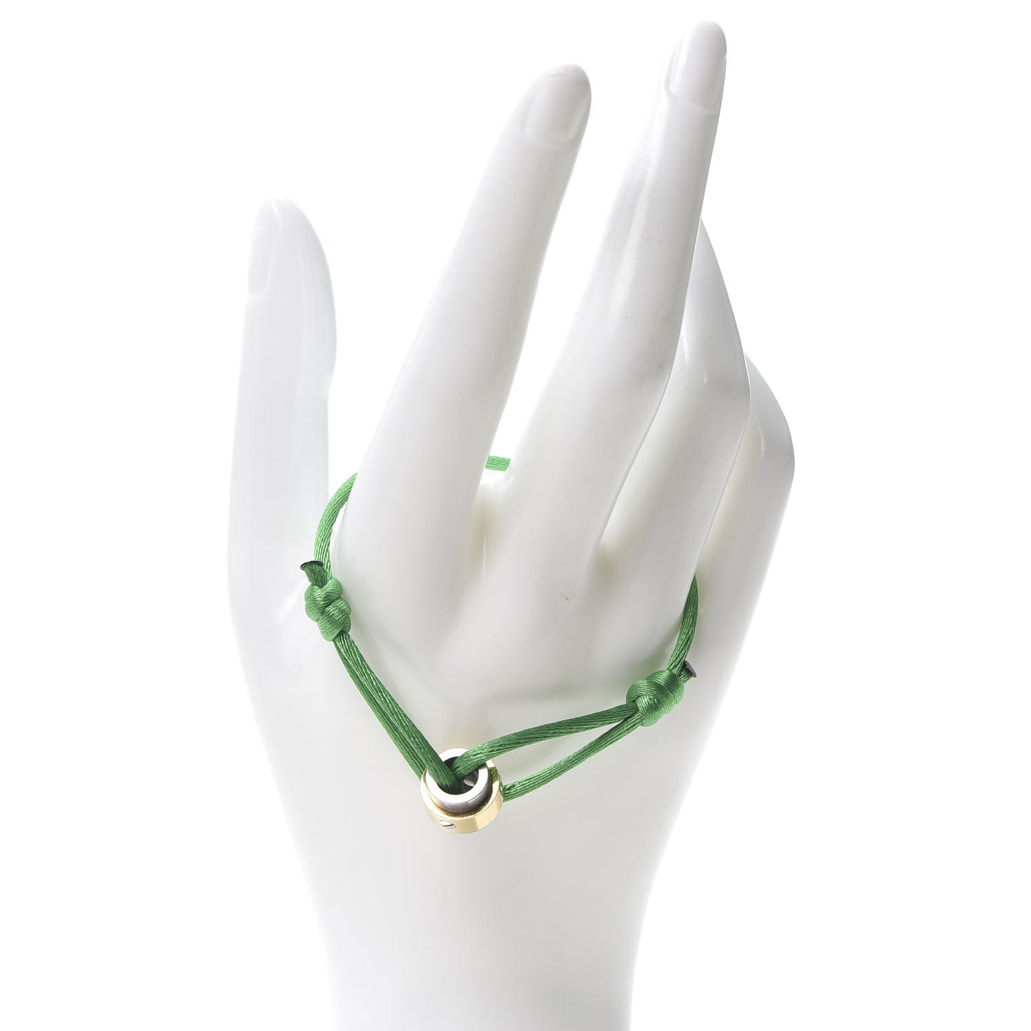 18K Yellow Gold Stainless Steel Santos Adjustable Cord Bracelet Green