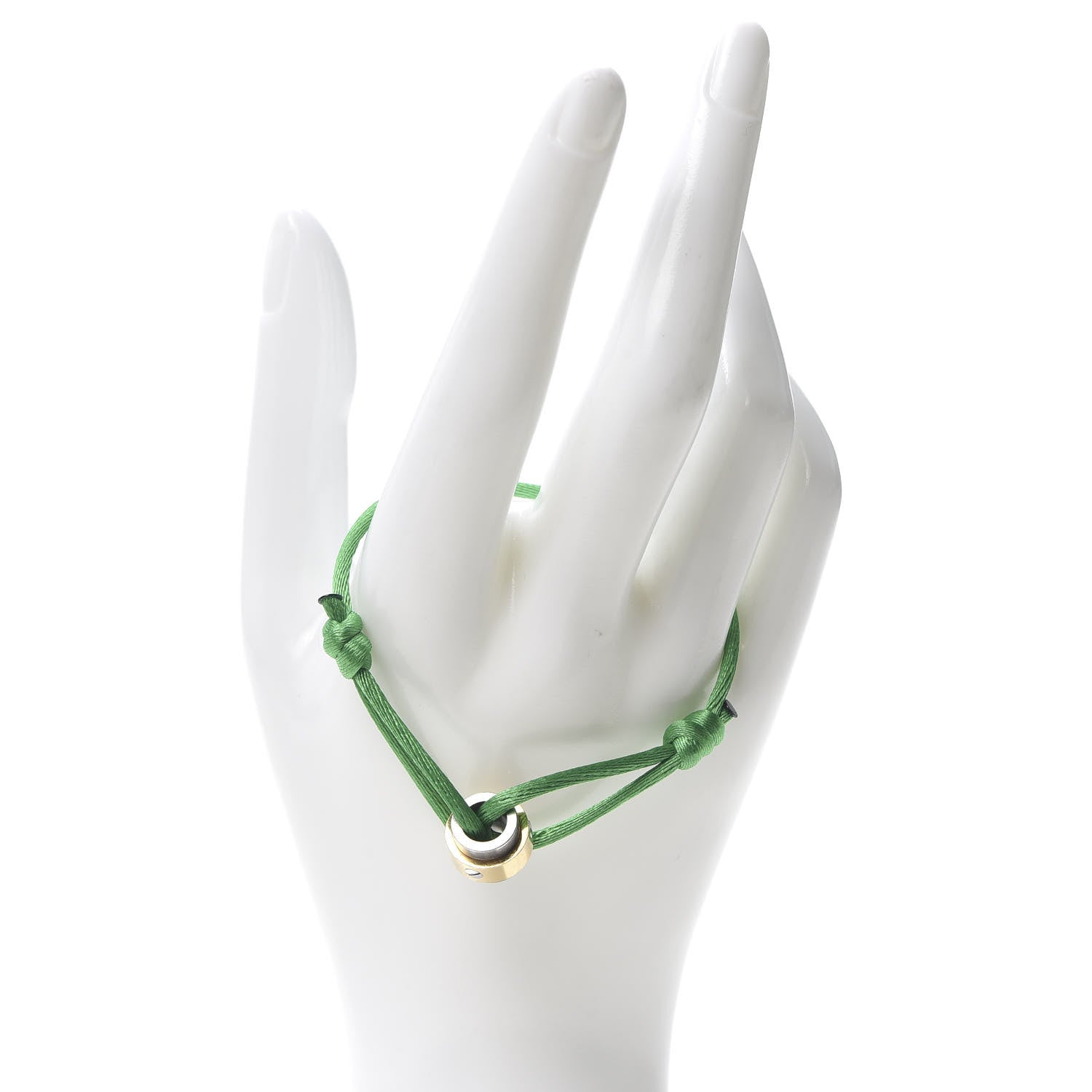 Cartier 18K Yellow Gold Stainless Steel Santos Adjustable Cord Bracelet Green 2 of 5