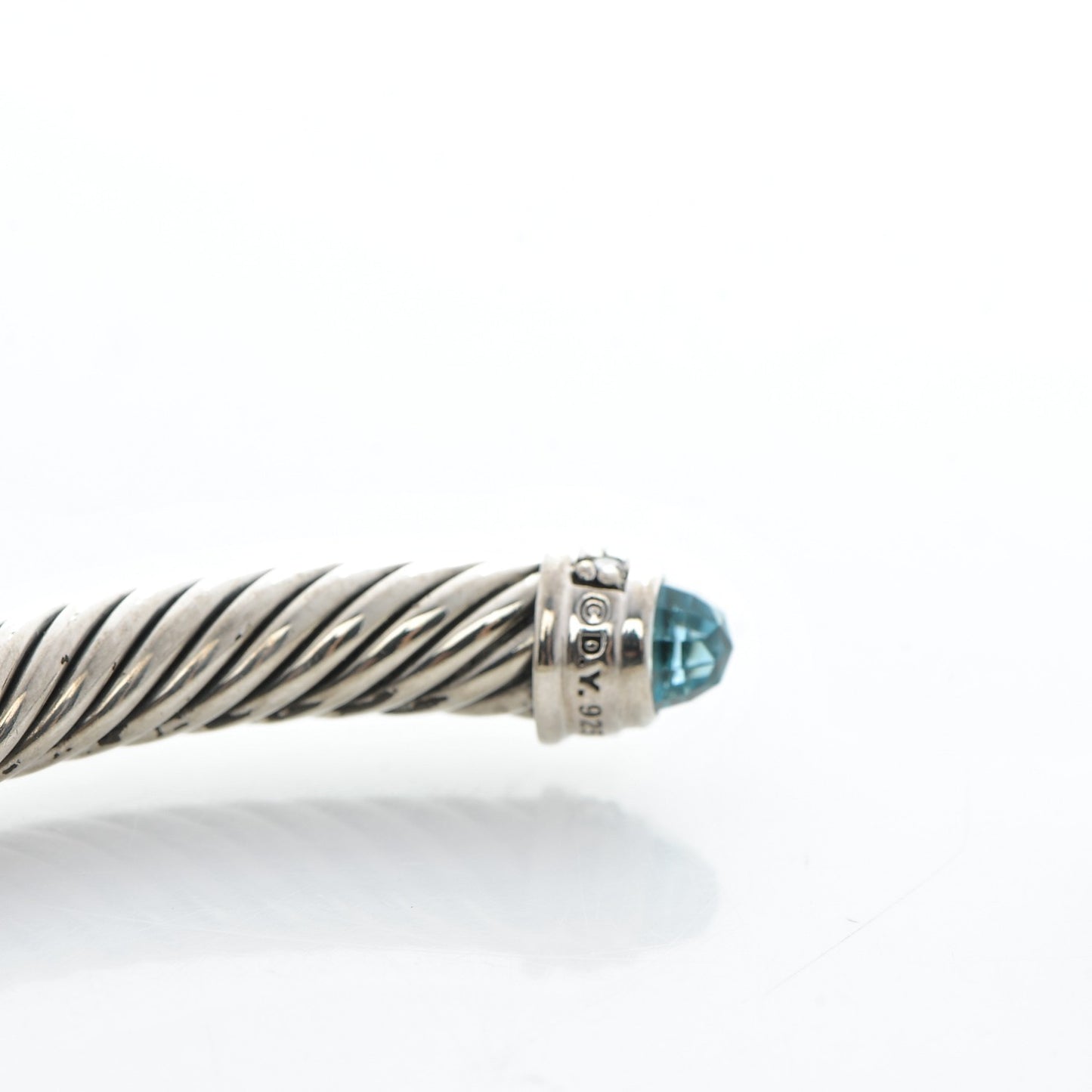 Sterling Silver Diamond Blue Topaz 5mm Cable Classics Bracelet