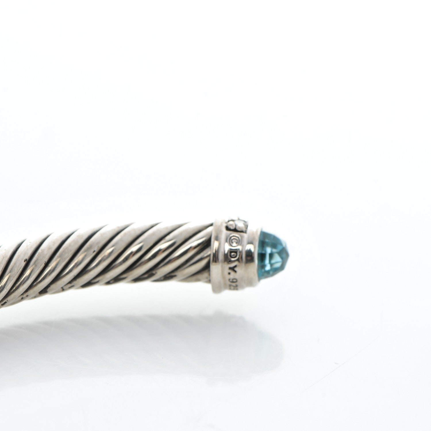David Yurman Sterling Silver Diamond Blue Topaz 5mm Cable Classics Bracelet 4 of 4