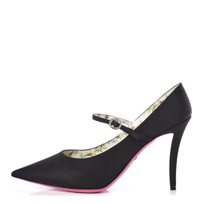 Gucci Moire Fabric Virginia Mary Jane Pumps 39.5 Black 1 of 9