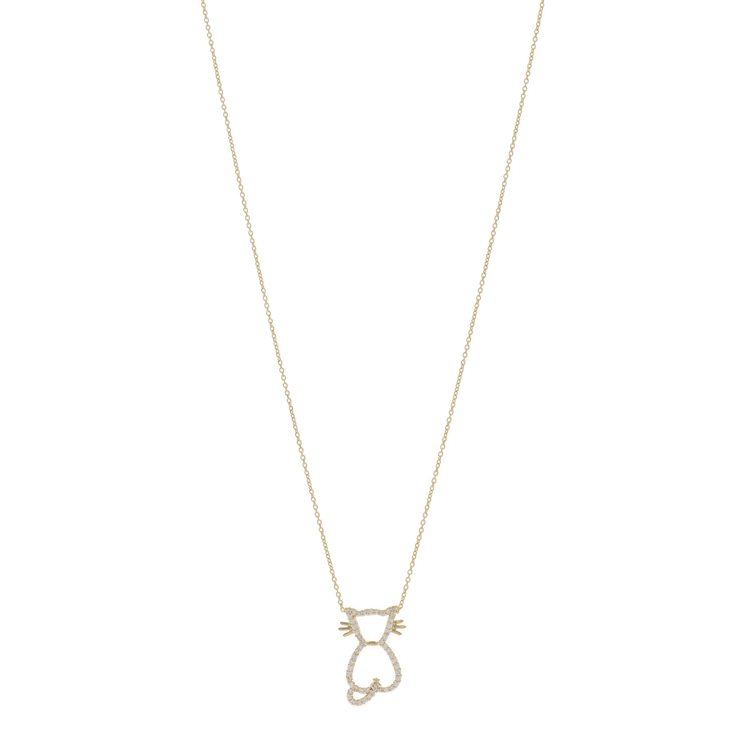 Roberto Coin 18K Yellow Gold Diamond Tiny Treasures Cat Pendant Necklace 1 of 6