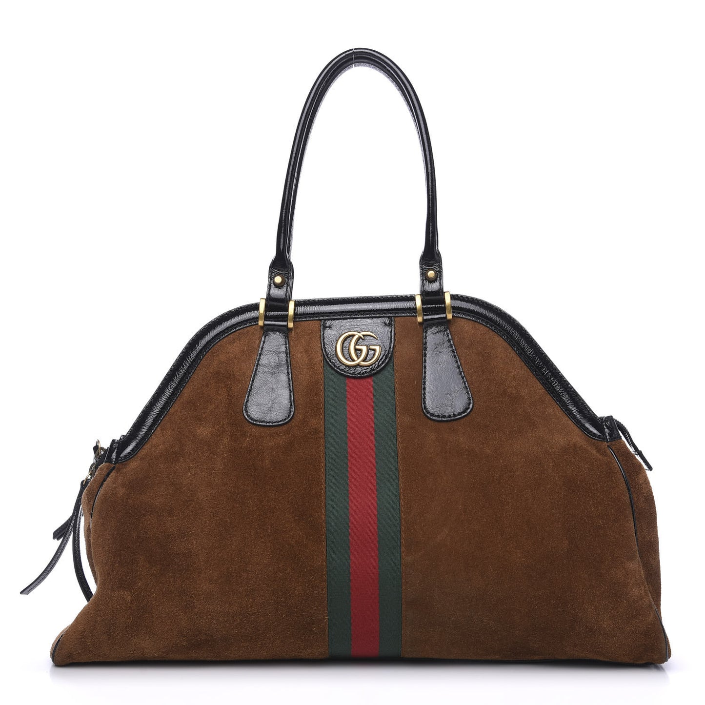 Suede Ophidia Large Re(Belle) Top Handle Bag Nocciola Black