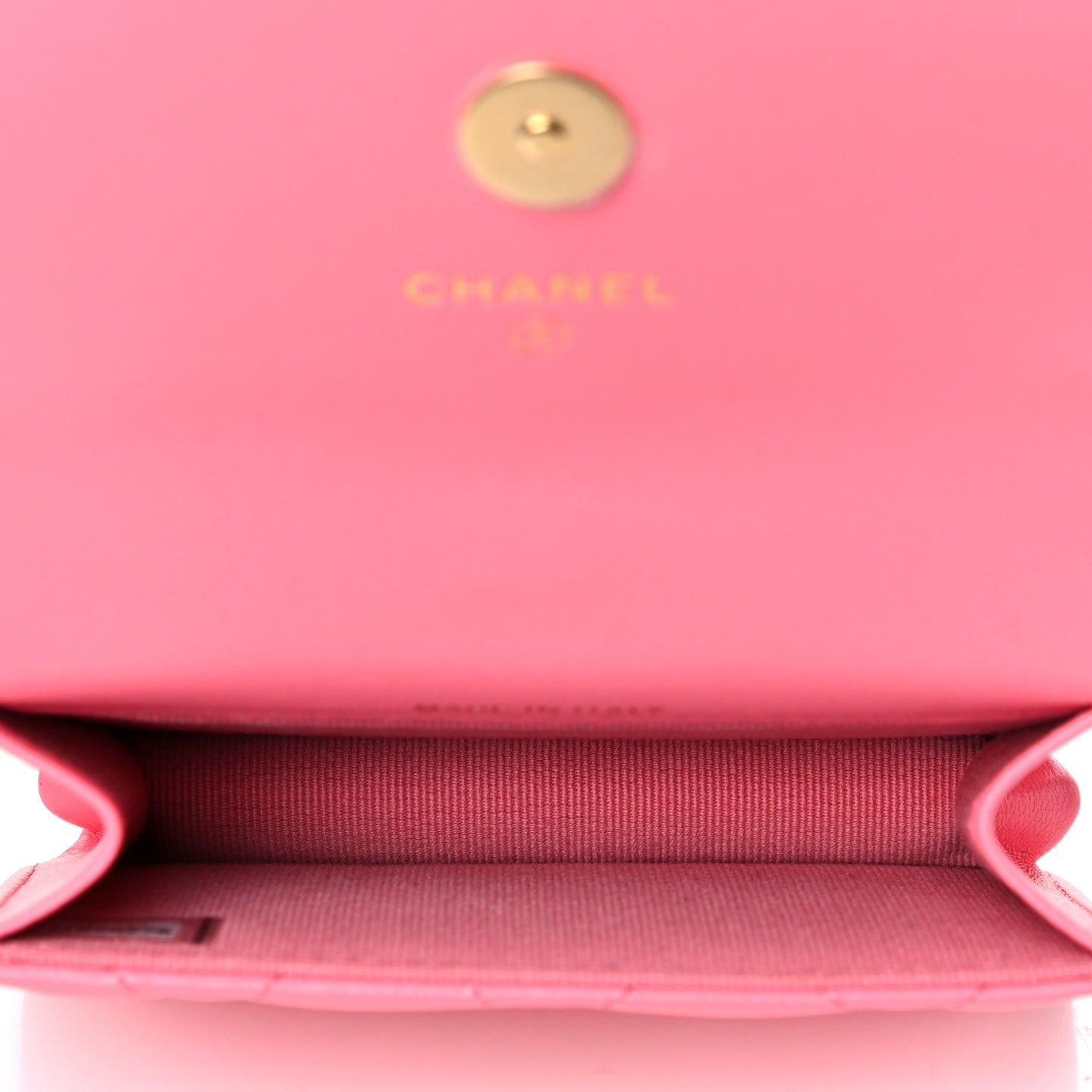 Lambskin Quilted CC Hook Card Holder Pink