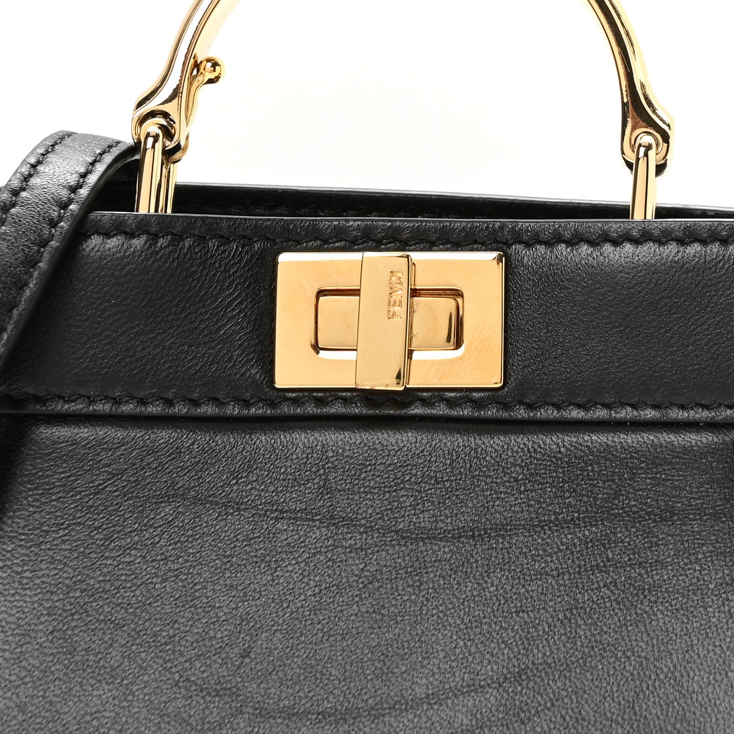 Shiny Nappa Nano Peekaboo Maxi Handle Satchel Black