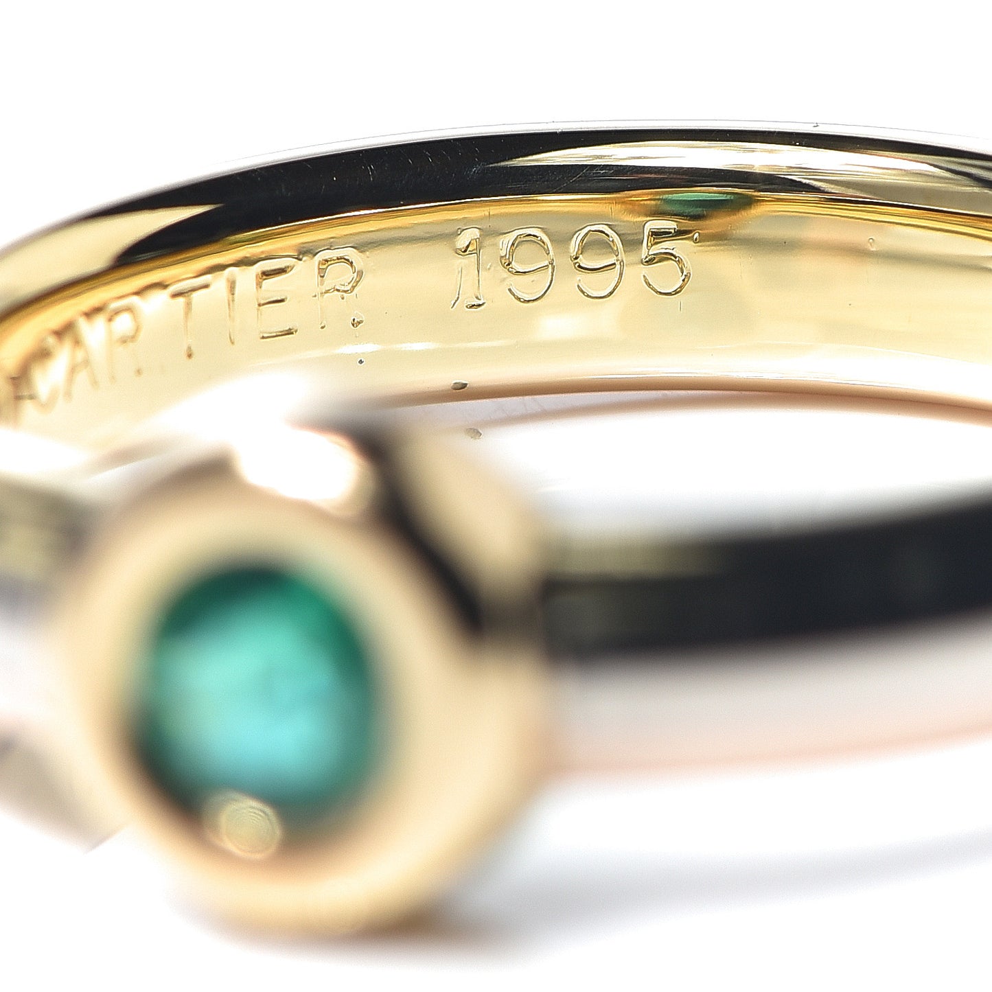 18K Pink Yellow White Gold Emerald Ring 48 4.5