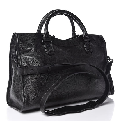 Balenciaga Shiny Grained Goatskin Black Metallic Edge City Black 3 of 10