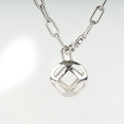 Cartier 18K White Gold Spartacus Chain Pasha Pendant Necklace 3 of 4