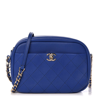 Chanel Goatskin Quilted Large Casual Trip Camera Case Blue 1 of 10
