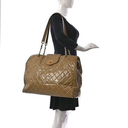 Chanel Vinyl Stitched XL Weekender Beige 2 of 15