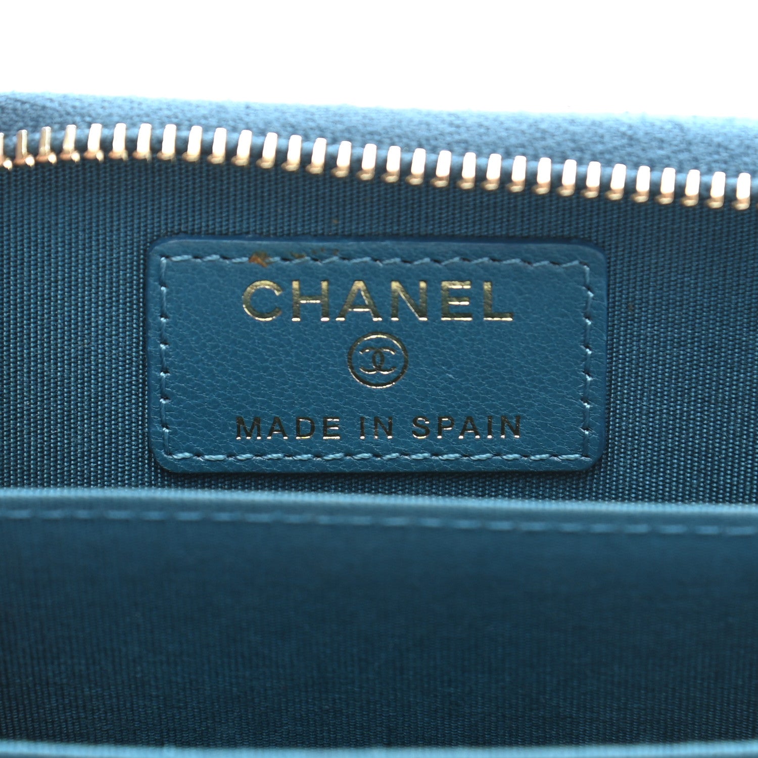 Chanel Goatskin Quilted Chanel 19 Zip Around Coin Purse Wallet Turquoise 6 of 9