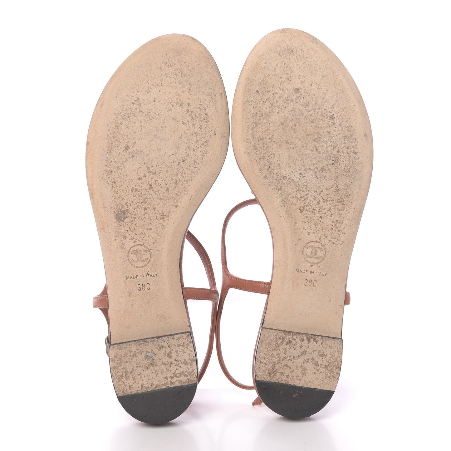 Lambskin Crystal Baguette CC Thong Sandals 38 Orange