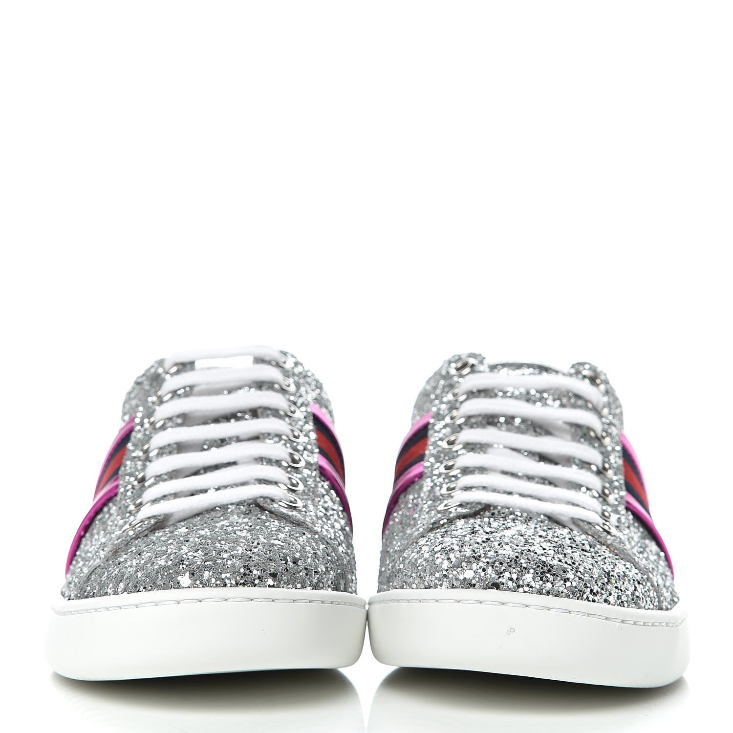 Gucci Glitter Web Ace Sneakers 36 Silver 2 of 9