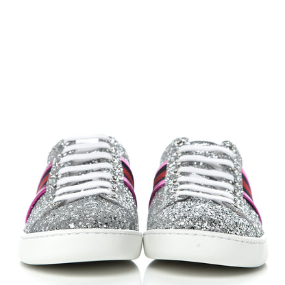 Gucci Glitter Web Ace Sneakers 36 Silver 2 of 9