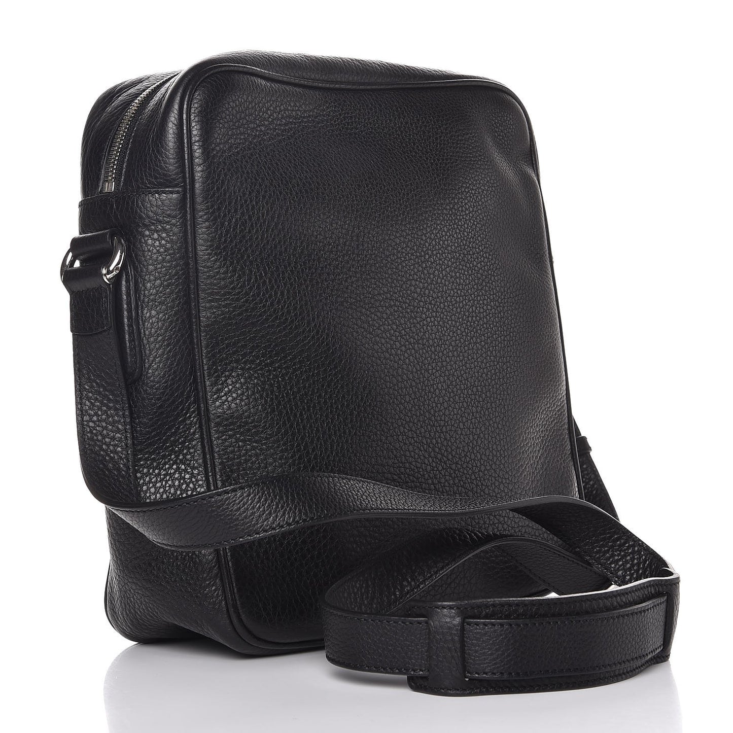 Pebbled Calfskin Medium Soho Messenger Bag Black