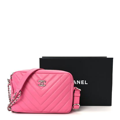 Chanel Lambskin Chevron Quilted Small Promenade Camera Case Pink 11 of 11
