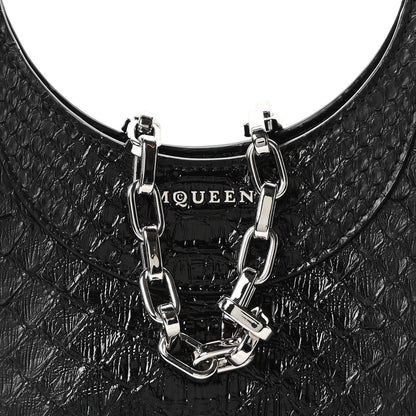 Alexander McQueen Snakeskin Crystal Mini T Bar Top Handle Black 7 of 9