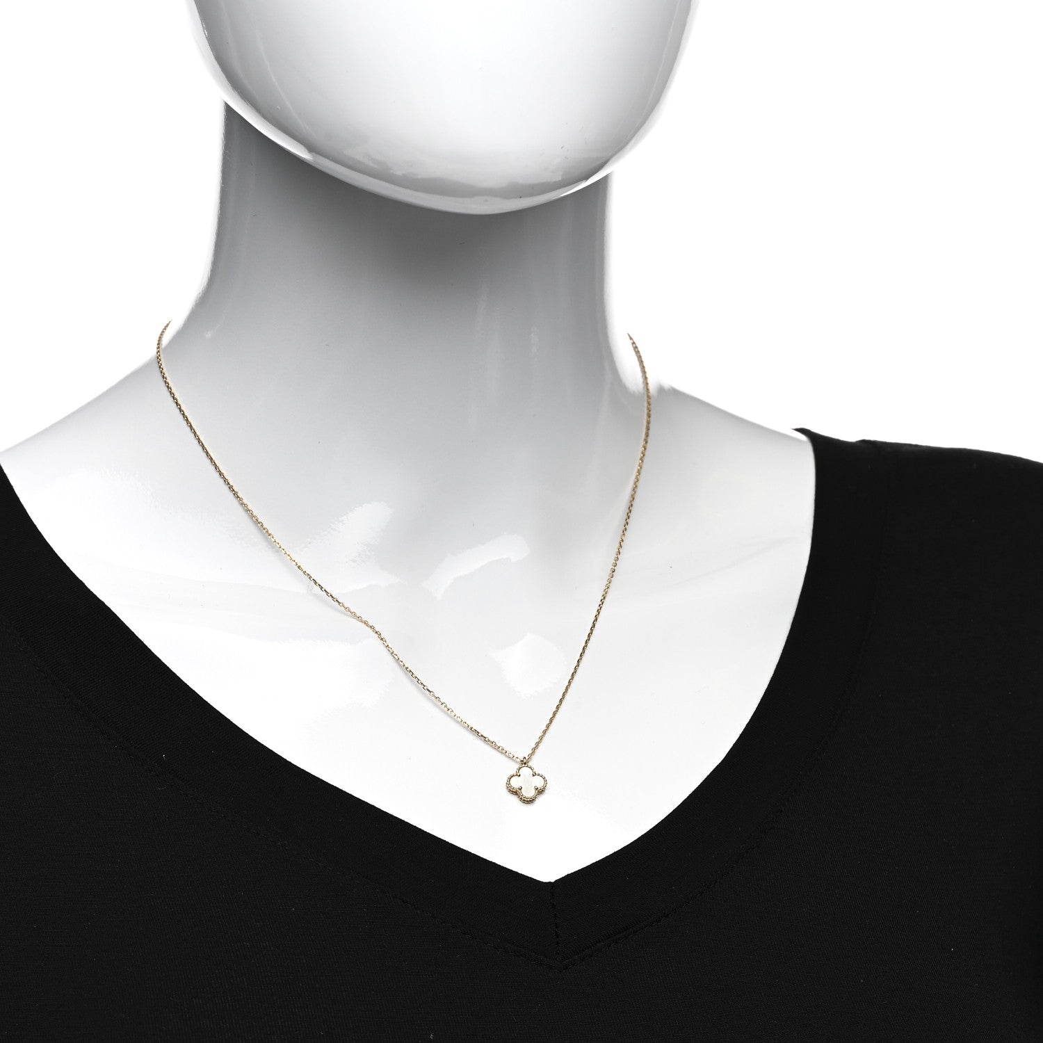 Van Cleef & Arpels 18K Yellow Gold Mother of Pearl Sweet Alhambra Pendant Necklace 2 of 6