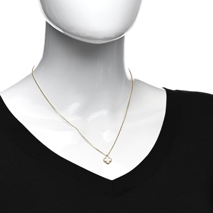 Van Cleef & Arpels 18K Yellow Gold Mother of Pearl Sweet Alhambra Pendant Necklace 2 of 6
