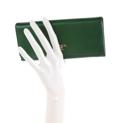 Prada Saffiano Metal Continental Flap Wallet Biliardo 2 of 7