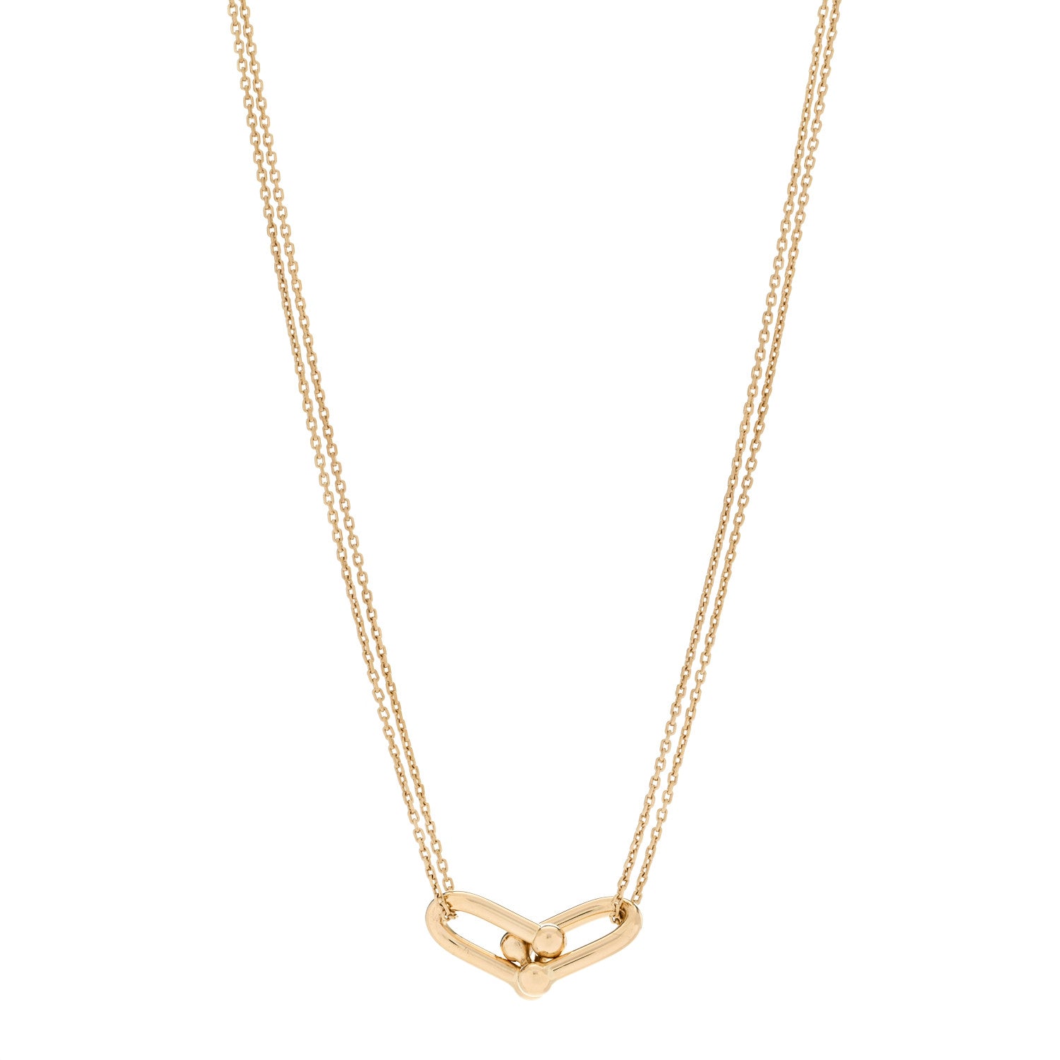Tiffany 18K Yellow Gold HardWear Double Link Pendant Necklace 1 of 4