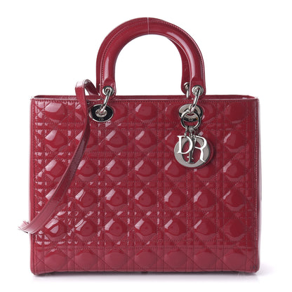 Christian Dior Patent Cannage Large Lady Dior Red 1 of 11