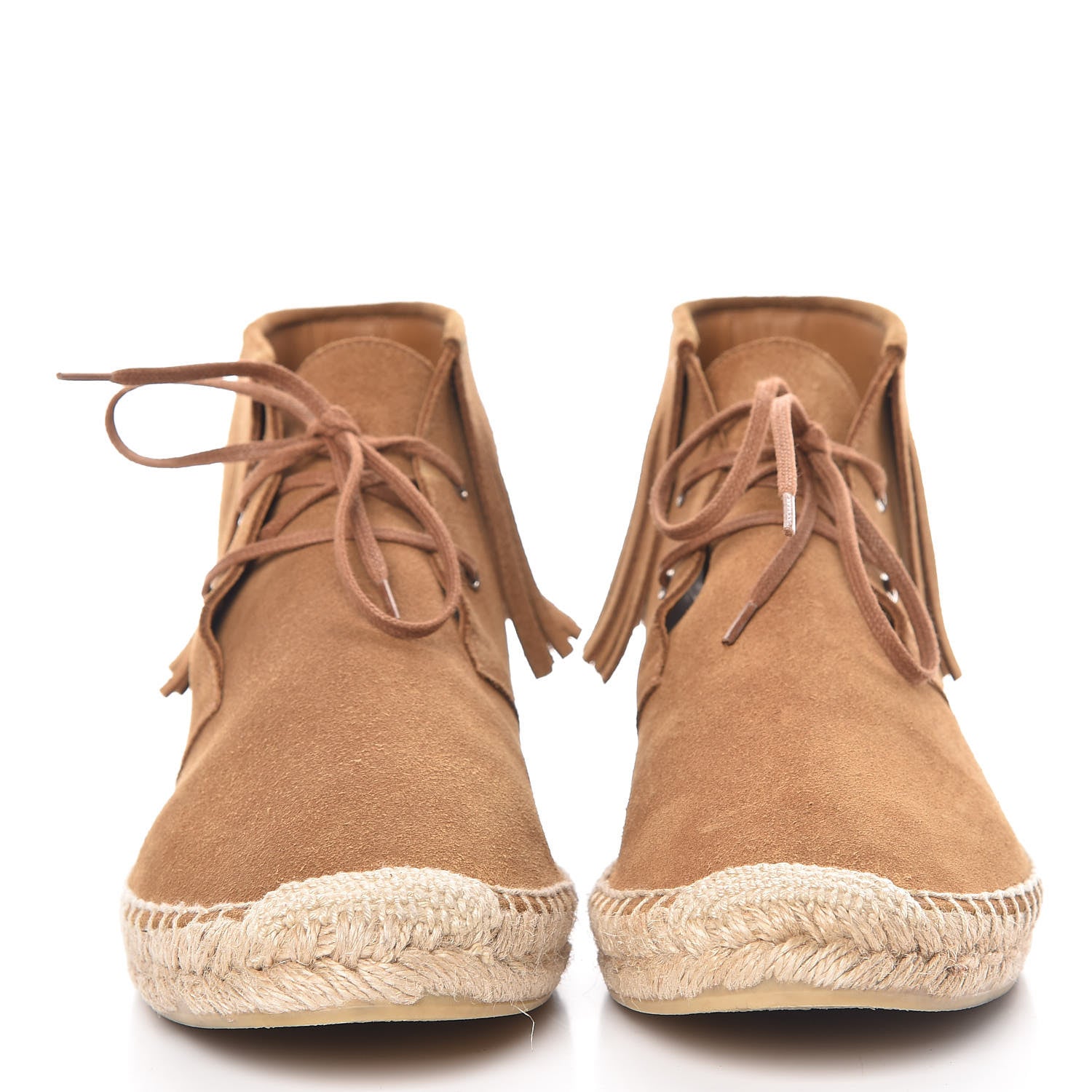 Saint Laurent Suede Mens Fringe Moccasin Bootie 38.5 Brown 2 of 13