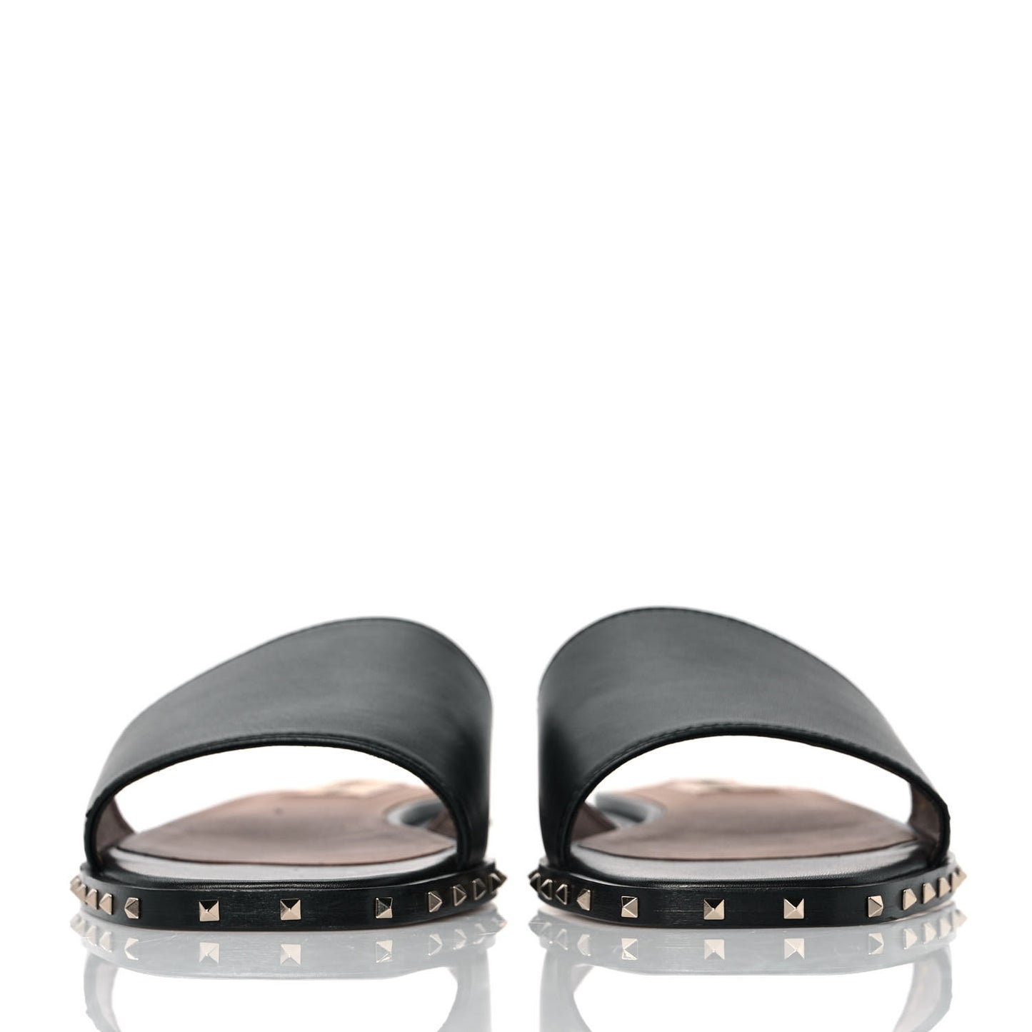 Nappa Soul Rockstud Flat Slide Sandals 38.5 Black
