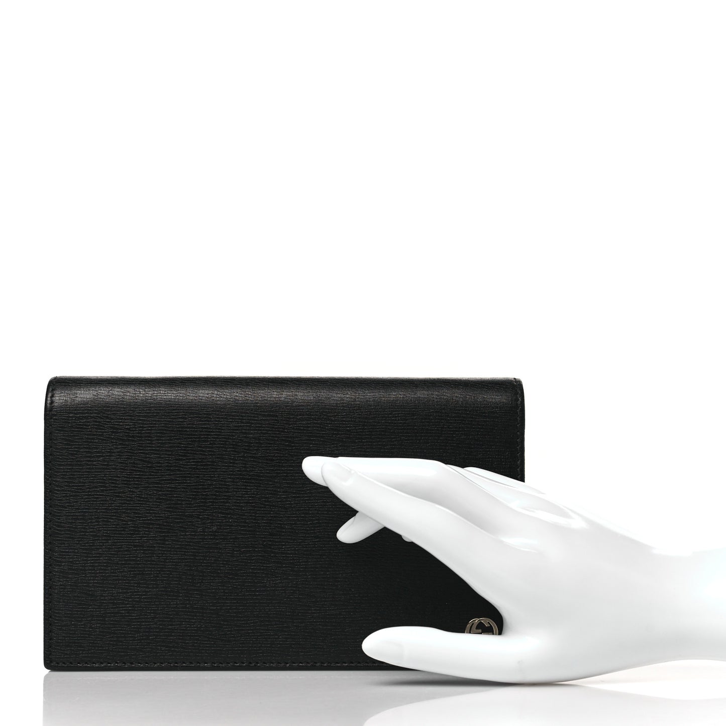 Textured Calfskin Medium Betty Chain Wallet Black