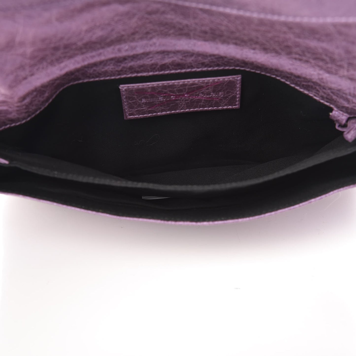 Agneau Classic Hardware Envelope Clutch Metallic Purple