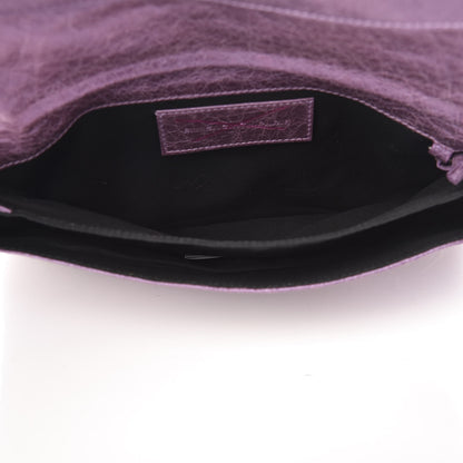 Balenciaga Agneau Classic Hardware Envelope Clutch Metallic Purple 5 of 11