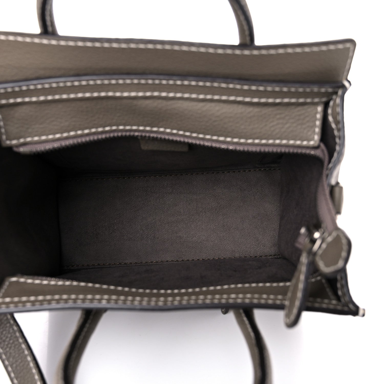 Celine Drummed Calfskin Nano Luggage Souris 5 of 17