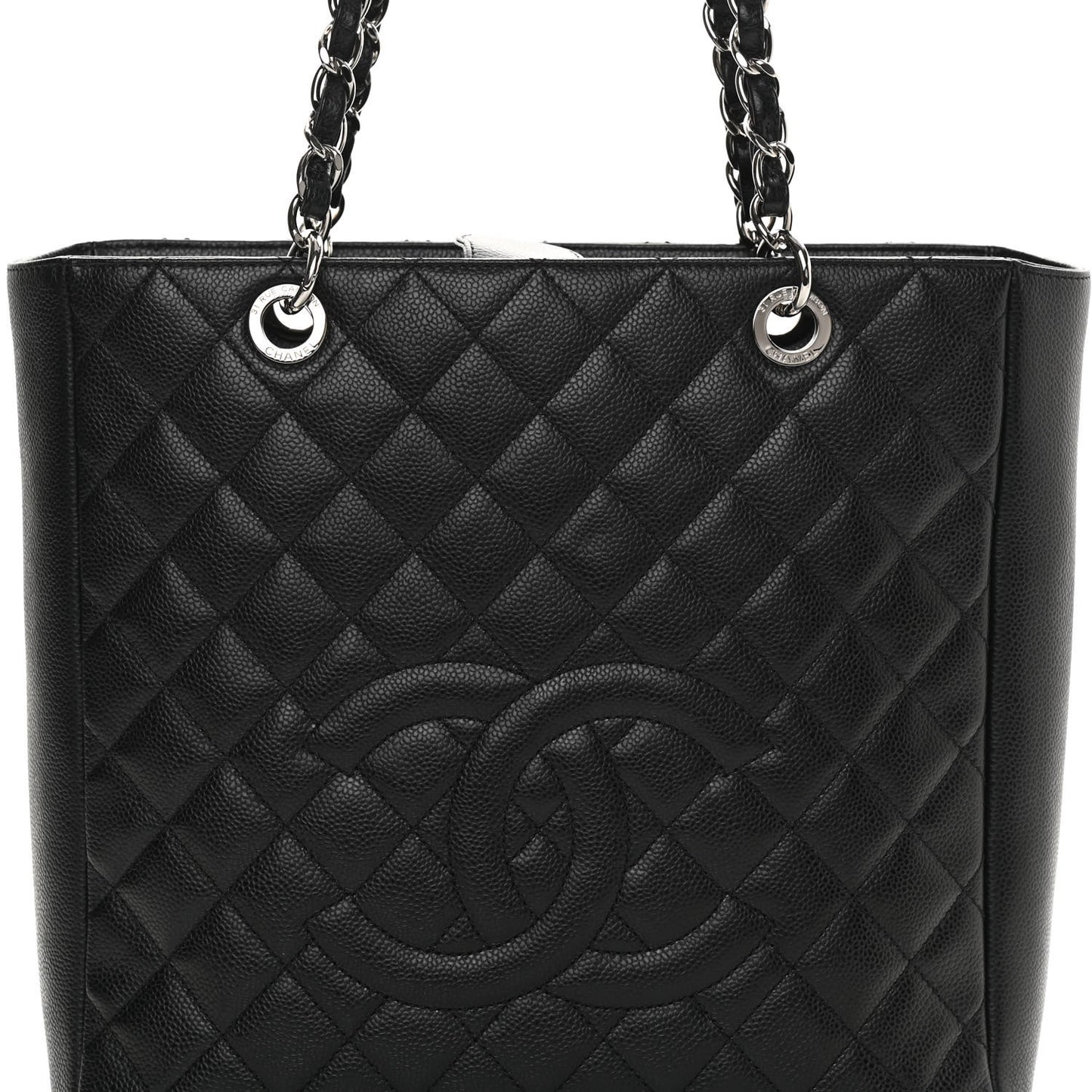 Caviar Quilted Vertical Grand Shopping Tote GST Black