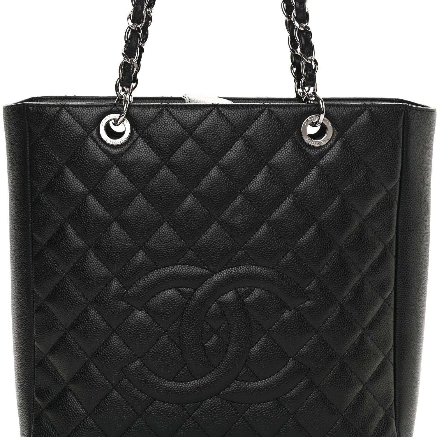 Chanel Caviar Quilted Vertical Grand Shopping Tote GST Black 8 of 12