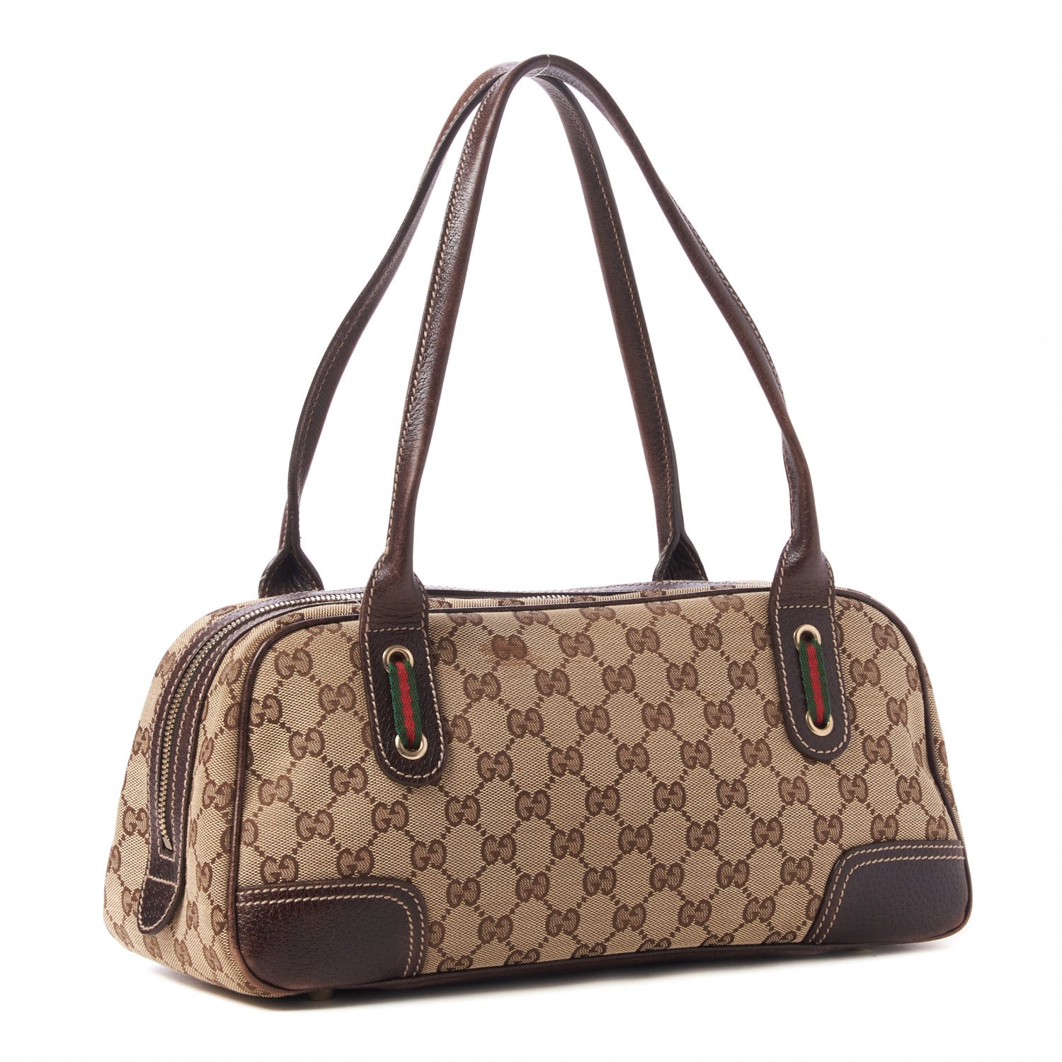 Gucci Monogram Small Princy Satchel Dark Brown 3 of 11