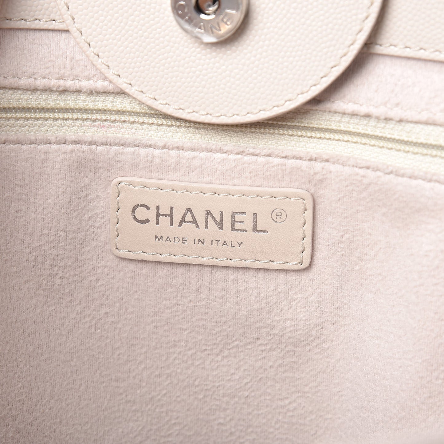 Caviar Medium Studded Deauville Tote Beige