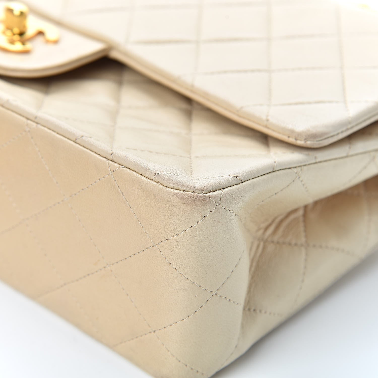 Chanel Lambskin Quilted Medium Double Flap Beige 11 of 15