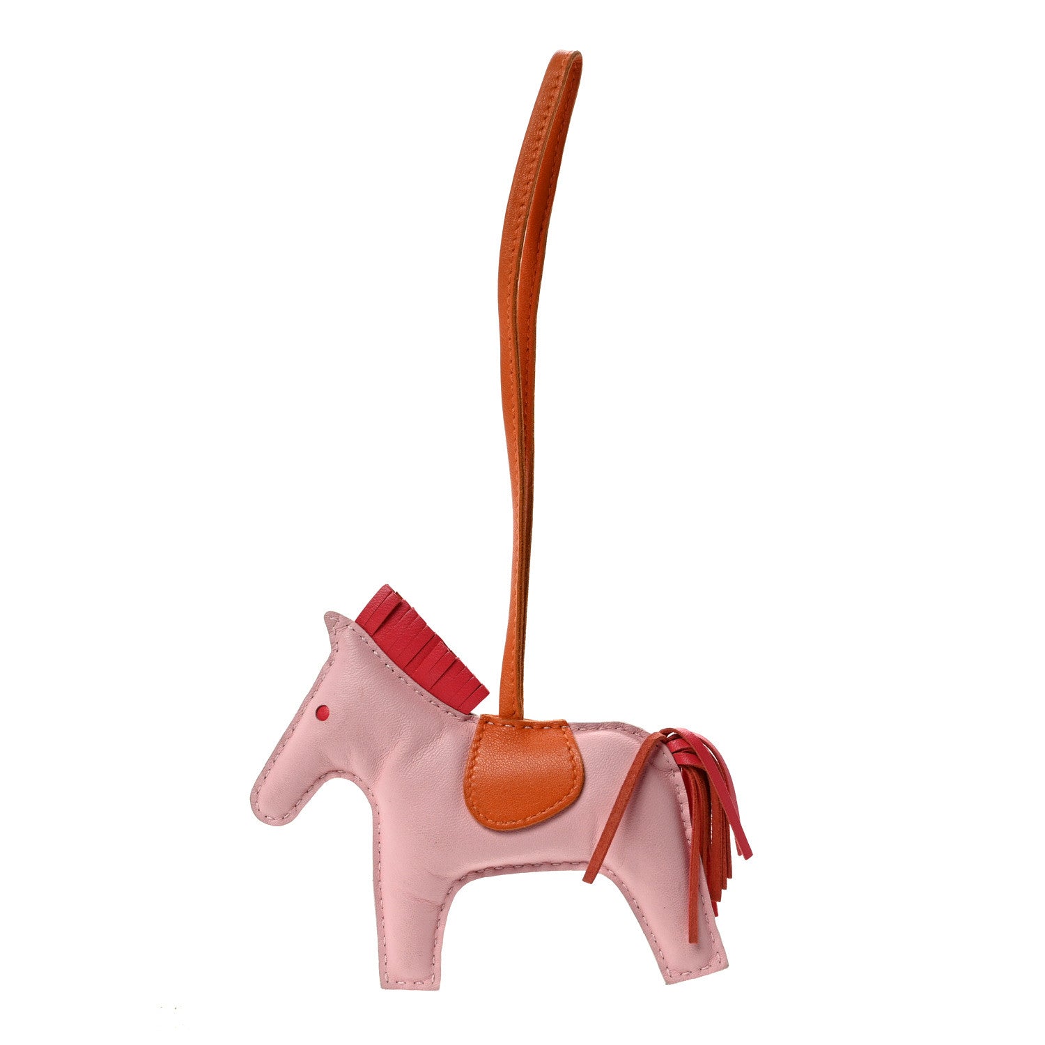 Hermes Milo Lambskin Grigri Rodeo Horse Bag Charm GM Rose Sakura Bougainvillea Orange 1 of 4