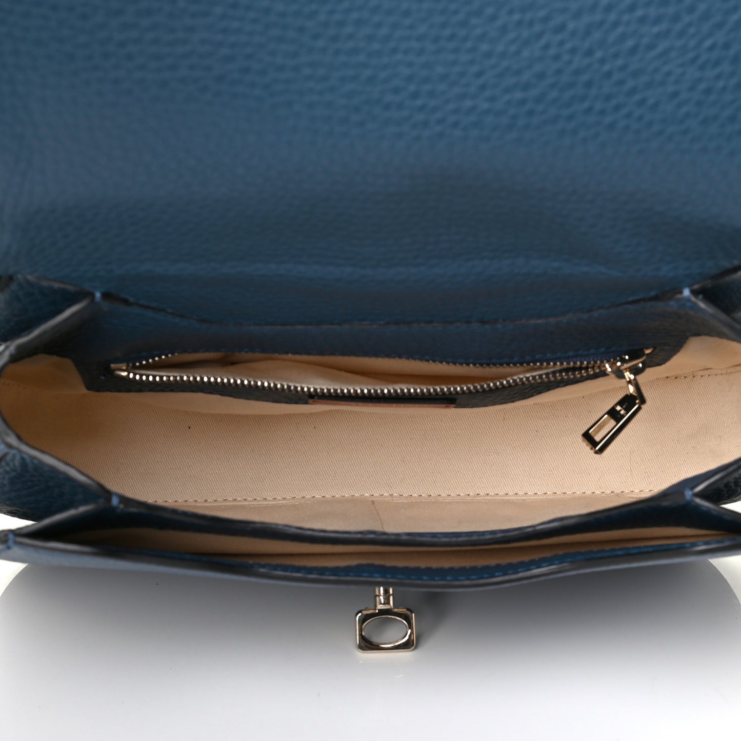 Pebbled Calfskin Joylock Flap Messenger Bag Blue