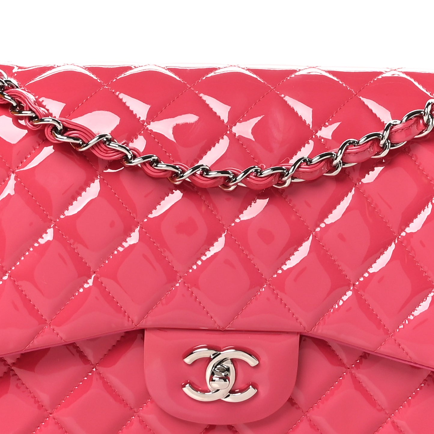 Patent Quilted Jumbo Double Flap Pink