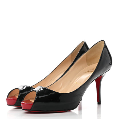 Christian Louboutin Patent No Matter 85 Pumps 38 Black Red 3 of 7