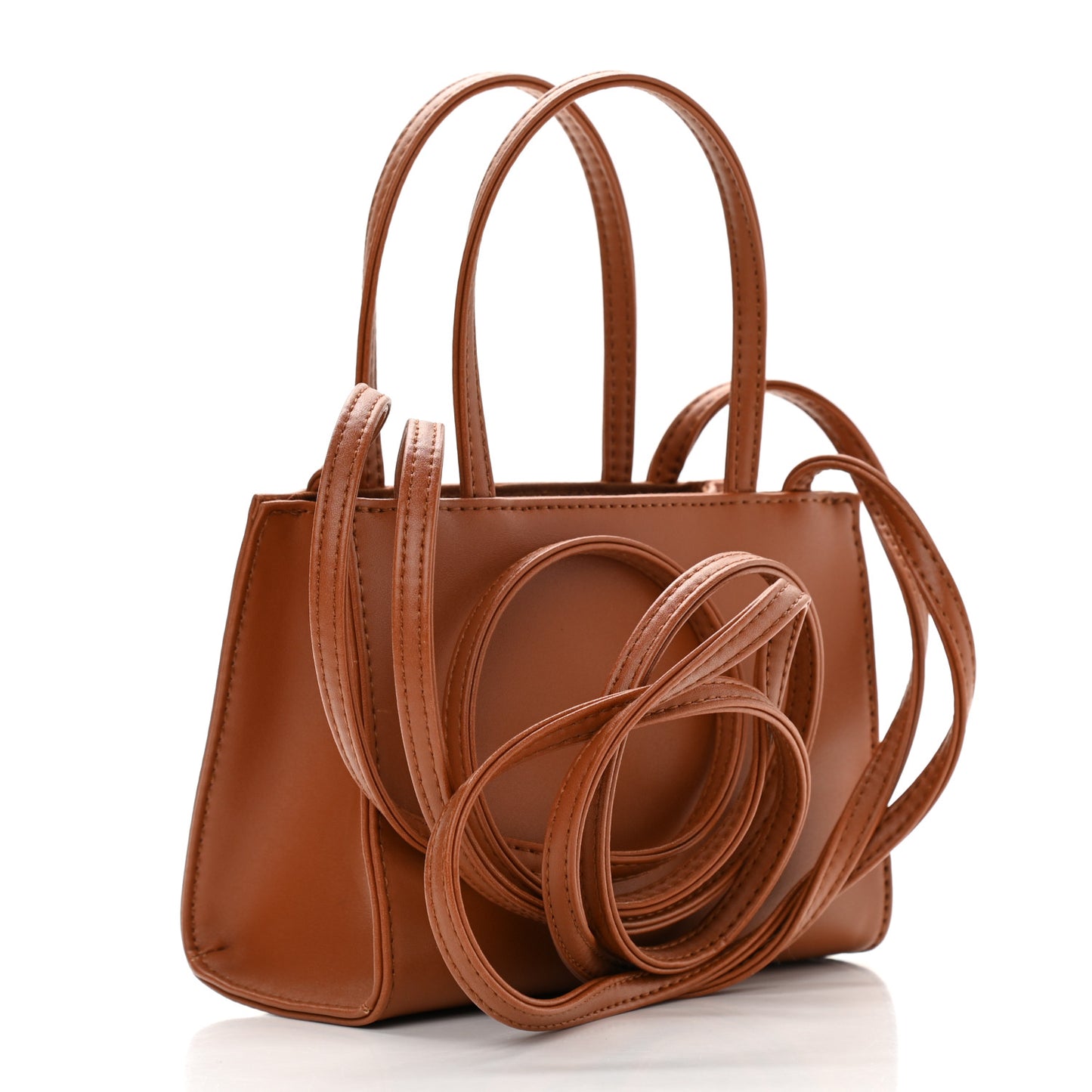 Vegan Leather Small Shopping Bag Tan