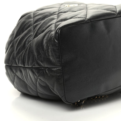 Chanel Lambskin Quilted Drawstring Backpack Black 8 of 9