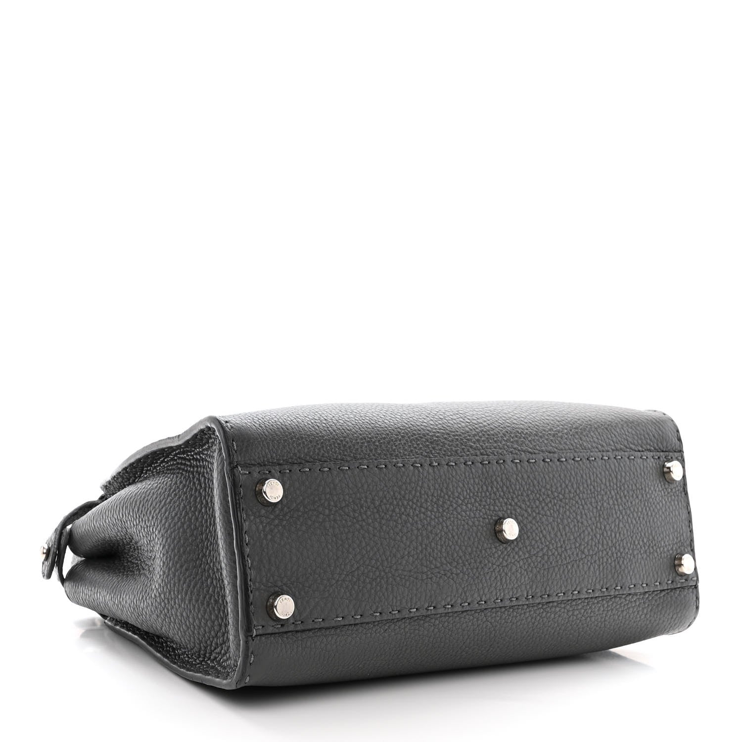 Fendi Cuoio Romano Selleria Bi-Color Medium Peekaboo Iconic Satchel Asfalto Latte 4 of 11