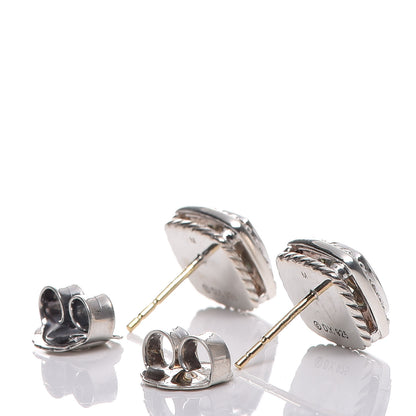 David Yurman Sterling Silver Diamond Prasiolite 7mm Petite Albion Earrings 11 of 17