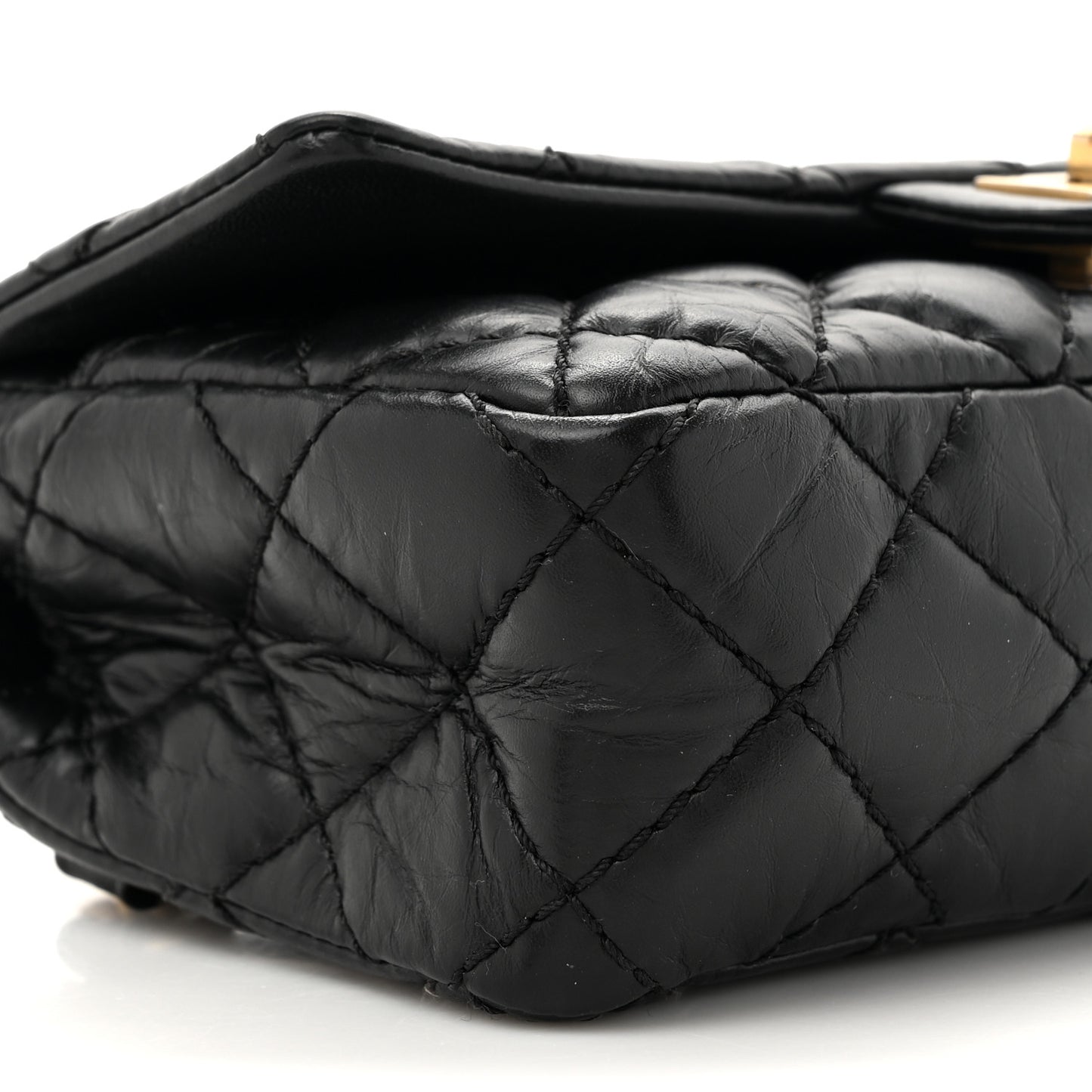 Aged Calfskin Quilted 2.55 Reissue Flap Belt Bag Clutch Black