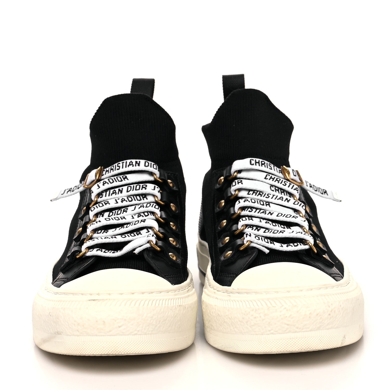 Christian Dior Technical Knit Calfskin Womens Walk'N'Dior High Top Sneakers 35.5 Black 2 of 8