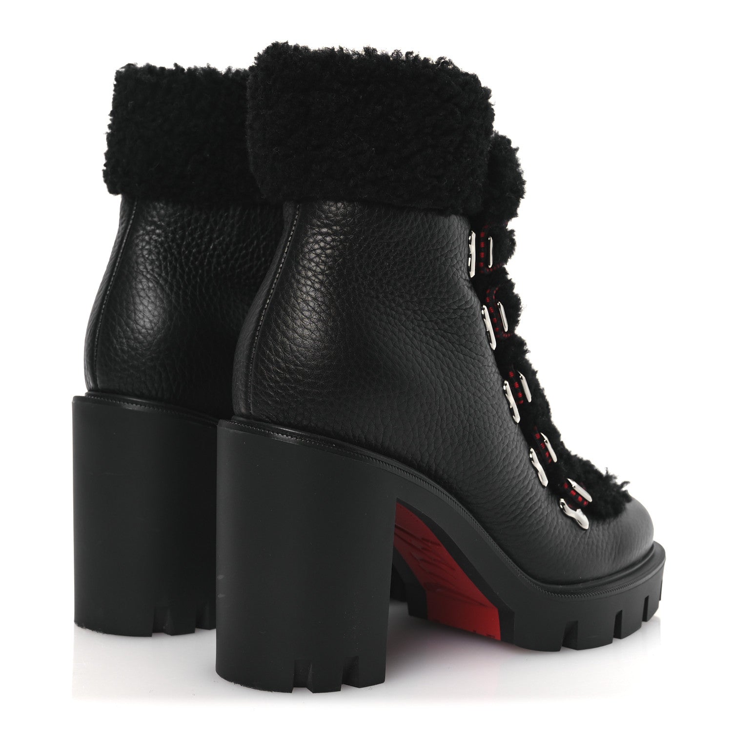 Christian Louboutin Grained Calfskin Shearling Edelvizir 70 Ankle Boots 36 Black 5 of 10